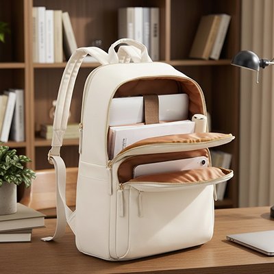 Sac a dos ordinateur femme blanc compartiments