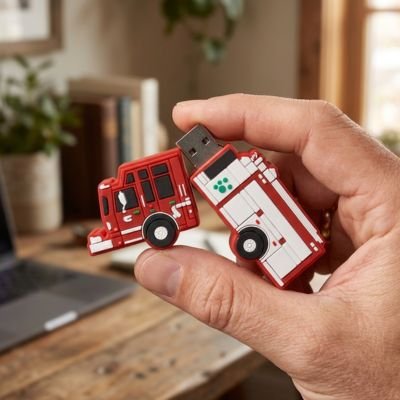 Clé usb 64 go​ camion pompier capuchon protecteur