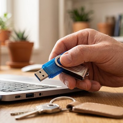 Clé usb 8go bleu rotatif