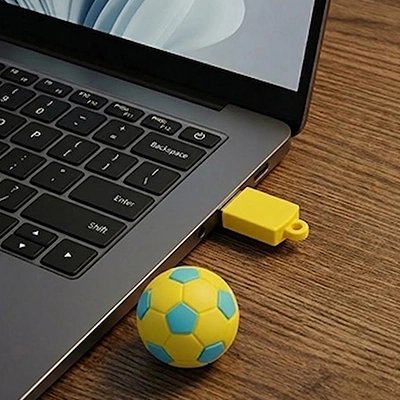 Clé usb 8go football jaune et turquoise