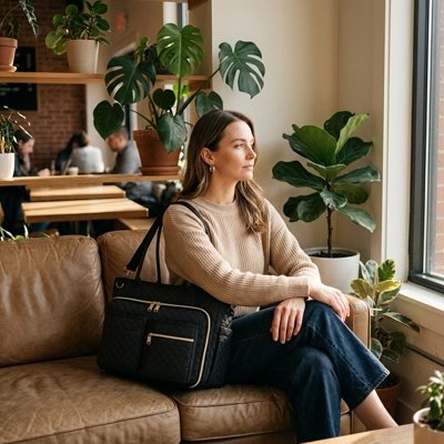 Femme sac ordinateur noir polyvalent