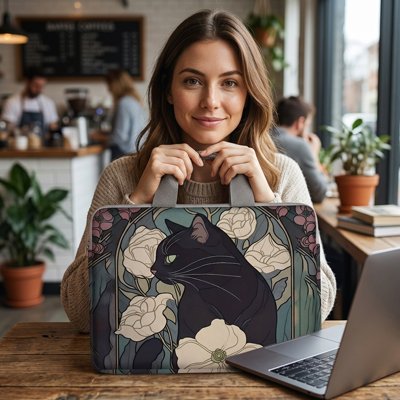 femme tenant sac ordinateur femme
