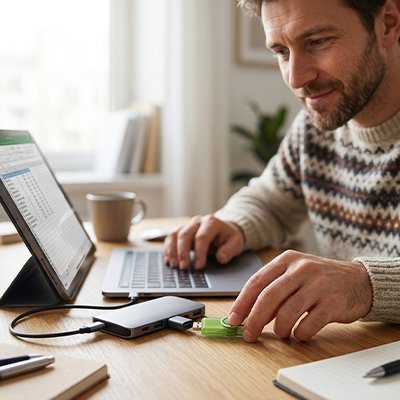 Homme branchant clé usb 8go vert