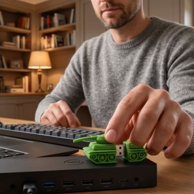 Homme Clé usb 8go char militaire vert