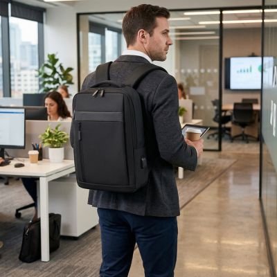 Homme sac a dos ordinateur portable confortable noir