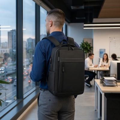 Homme sac a dos ordinateur portable design classique noir