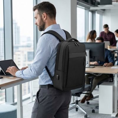Homme sac a dos ordinateur portable protecteur noir