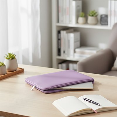 Housse pour ordinateur mauve cahier notes