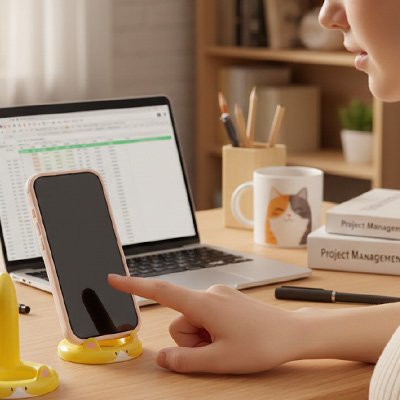 individu utilisant support telephone 