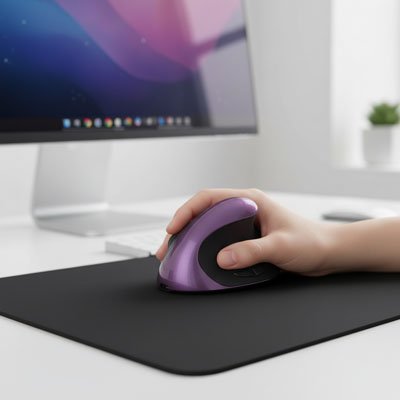 main souris ergonomique violet