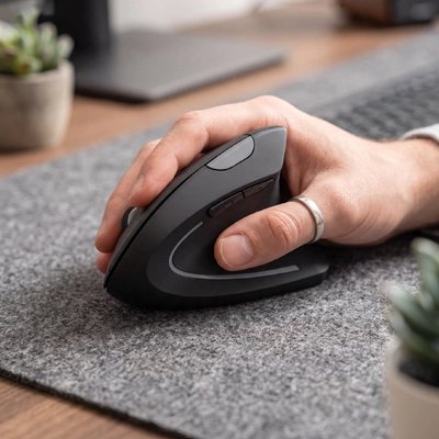 Main tenant souris verticale noire confortable optique