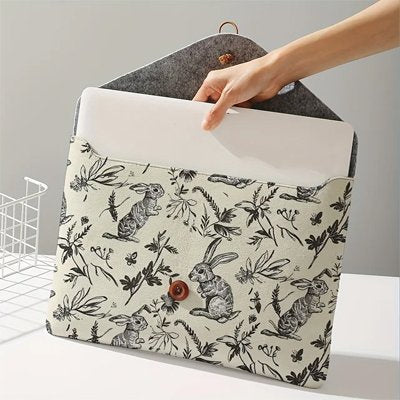 pochette ordinateur 14 pouces tissu motif lapin