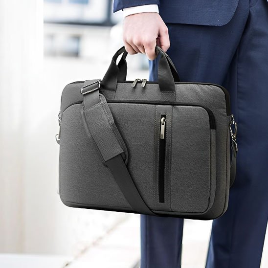 Pochette ordinateur transport poignée gris