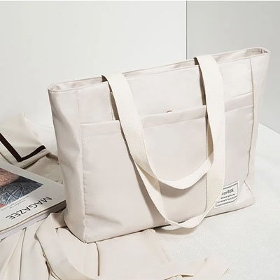 Sac ordinateur beige toile