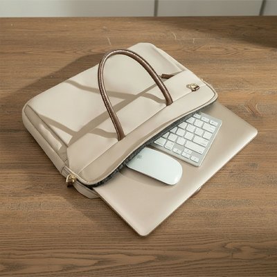 Sac ordinateur femme beige