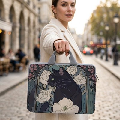 Sac ordinateur femme imprimé chat