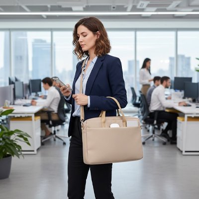 Sac ordinateur femme Kaki crossbody