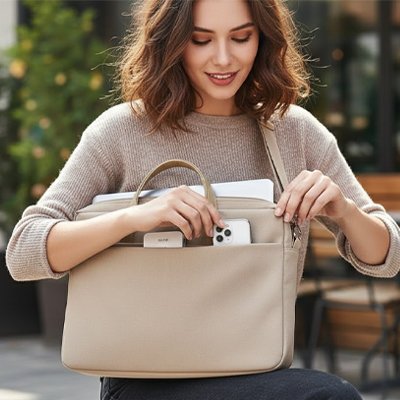 Sac ordinateur femme rangement kaki