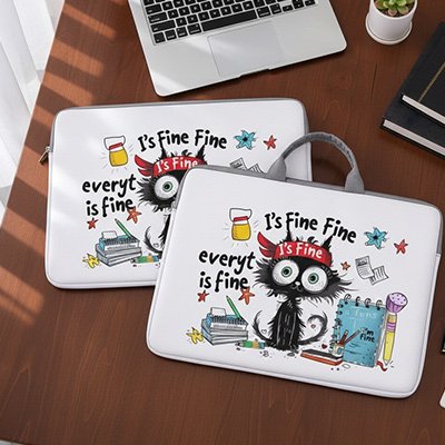 Sacoche ordinateur avec ou sans poignée chat humoristique