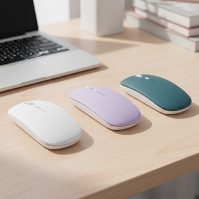 Souris bluetooth blanc mauve vert minimaliste moderne