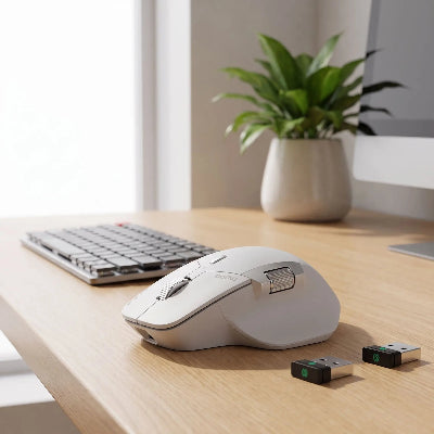 souris ergonomique blanche 9 boutons rechargeable silencieux