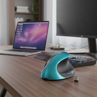 Souris ergonomique bleue