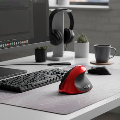 Souris ergonomique verticale-rouge