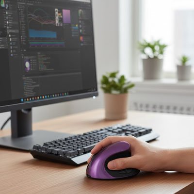 Souris ergonomique verticale violet