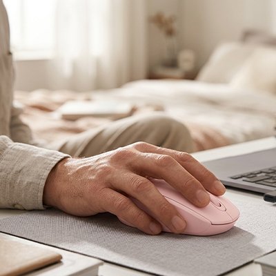 Souris sans fil bluetooth USB rose