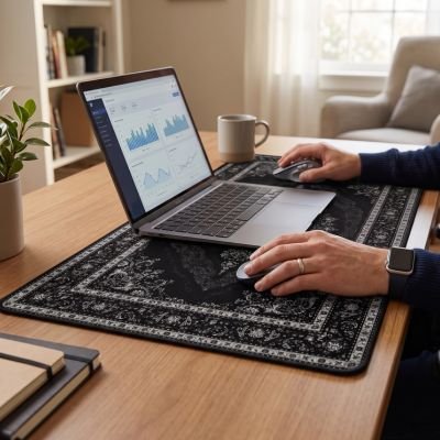 Sous main bureau design oriental noir