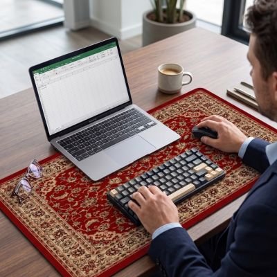 Sous main bureau design oriental rouge