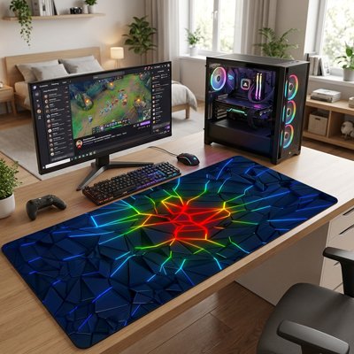 Sous main bureau gamer géométrique