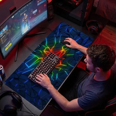 Sous main bureau gaming géométrique