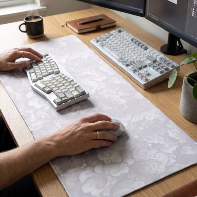 Sous main bureau nuages japonais blanc