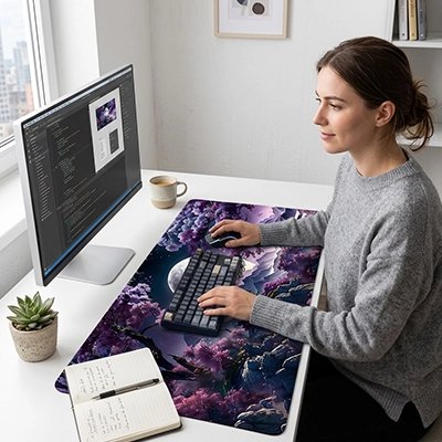 Sous main bureau nuit rose lunaire