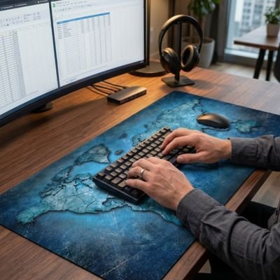 Sous main clavier bureau carte monde