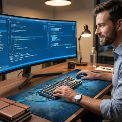 Sous main gaming bureau carte monde