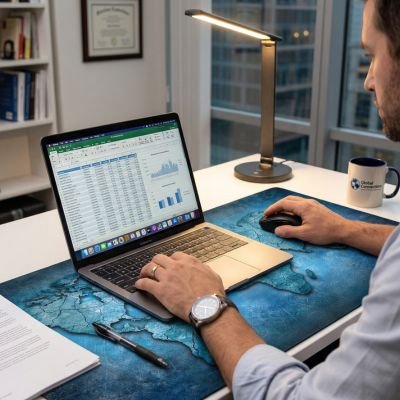 Sous main ordinateur bureau carte monde