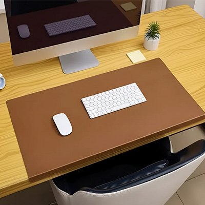 Sous main pour bureau cuir synthétique marron