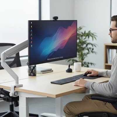 Support ecran PC blanc
