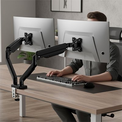 Support ecran pc bras articulés double