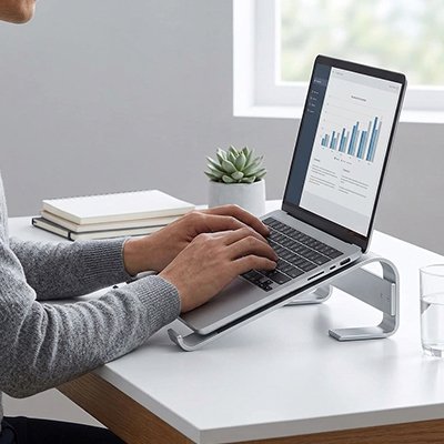 Support ordinateur portable bas silver argenté