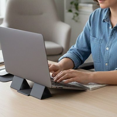 Support ordinateur portable design épuré gris