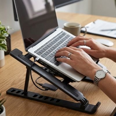 Support ordinateur portable noir refroidisseur