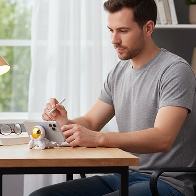 SUPPORT TELEPHONE astronaute ergonomique