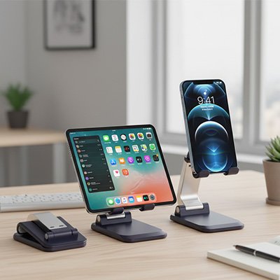 Support telephone bureau​ et tablette noir