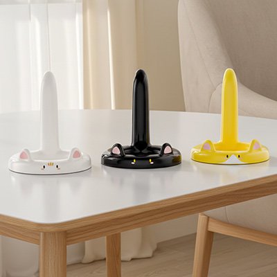 Support telephone chat blanc noir jaune