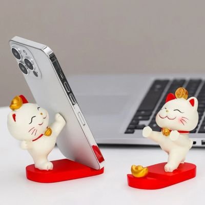 Support telephone deux chats joyeux