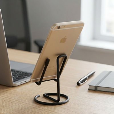 Support telephone noir mat