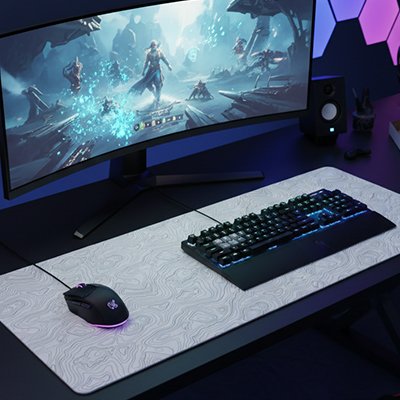 Tapis de bureau blanc strata liquide